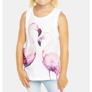 CHASER Girls' Flamingo Love Tank White